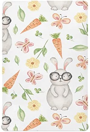 Велигденски зајаче чаршафи за девојчиња за момчиња пакуваат и играат листови Супер меки мини члена со креветчиња, вградени креветчиња за
