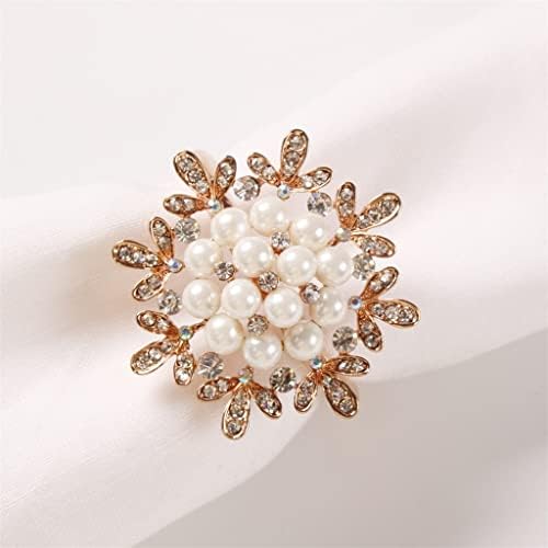 Xjjzs 12 парчиња салфетки прстени шампањски дијамантски бисерни салфетки прстени корејски стил метални позлатени ткивни прстени