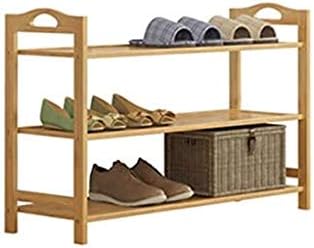 WSZJJ 3-ниво бамбус решетка за чевли, организатор на чевли со седиште, полица за складирање на чевли за влезна ходник дневна соба