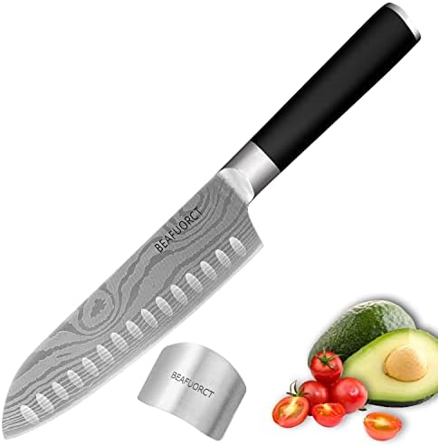 BEAFUORCT Јапонците Готвач нож, 7 инчен Готвачи Нож, Ножеви Од Нерѓосувачки Челик Кујна, Висок Јаглероден Сечкање Нож, Остар Сантофу