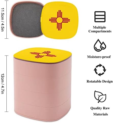 Знаме На Ново мексико Организатор На Кутија За Складирање Накит 4-Слој Ротирачки Држач За Накит Случај За Прстен Приврзок Обетка