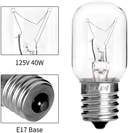 Микробранова Сијалица ЗА Ge Kenmore Whirlpool LG Микробранова Печка, E17 База Kei 125V 40W, WB25x10030 Микробранови Светилки Под Хауба Замени ЗА 8206232A, 2 парчиња