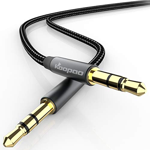Koopao 3,5 mm Aux Audio Meal to Male Stereo Jack Cable, 3,5 mm Aux Auxiliarial Audio Hifi Sound Nylon Brideed Cord за сите слушалки за уреди