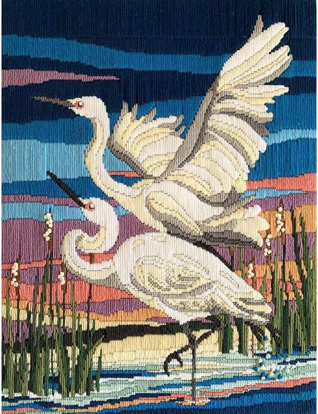 Теми на земја со долг бод комплет Egrets 30x40cm, вклучувајќи нишки