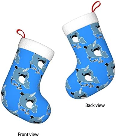 Божиќни чорапи на Аугенстер Фенси Нарвал како Сер двострано камин што виси чорапи