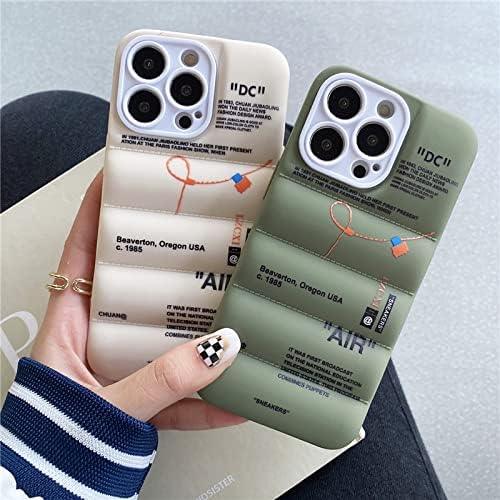 FXFOOT Puffer Случај за iPhone 14 Pro Max, Дизајнер Ins Патики Надвор Етикета Шема Култура, Мода Воздушно Перниче, Мека Целосна Тело И Заштита На Камерата Vith