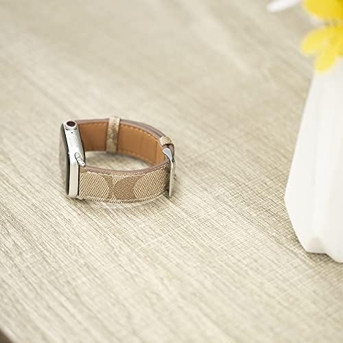 Дизајнер Apple Watch Band компатибилен со Apple Watch Leather Band, лента за замена на луксузни дизајнери за iWatch Series 8/7/6/5/4/3/2/1/SE2/SE