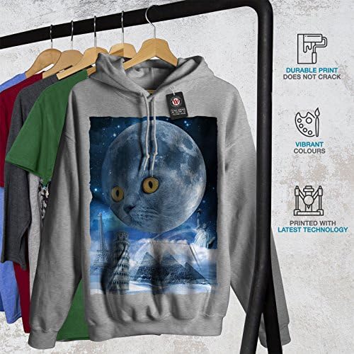 Wellcoda мачка што патува во месечина женски худи, маичка со качулка со фантазија
