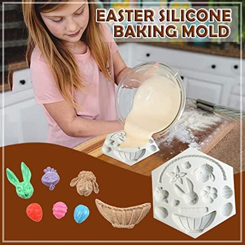 Zpervoba Велигденско чоколадо печење мувла Хексагонална силиконска зајаче цветна корпа за правење мувла торта декорации симбол рачно