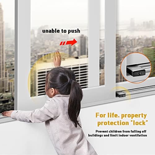 2 комплети заклучување на прозорецот за црно дете/бебе, безбедносно заклучување за вертикални и хоризонтални лизгачки прозорци за заклучување, прилагодливи брави