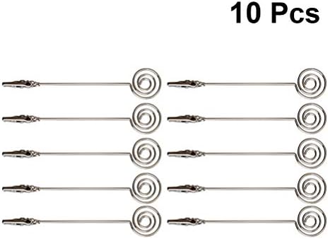 Supvox 10 парчиња место држачи за картички со двојно крајна жица држач за картички метална жица алигатор затегнат фото клип за Божиќна декорација Сребрен круг