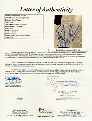 Роџер Вотерс потпиша автограм со целосна големина Бела фендер Електрична бас гитара C w/ James Spence JSA Писмо за автентичност - Пинк Флојд