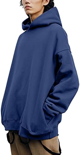 Hatant Mens Hoodie со странични џебови во тешка категорија плишано руно пуловер качулка за мажи памук зимска машка атлетска маичка