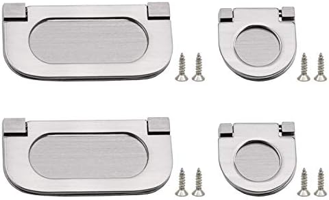 YLXT 4PCS FLUSH RING RINCH CABINCE RAYND, рачка за влечење од не'рѓосувачки челик Невидливо копче за врата за додатоци за гардероба за фиоки за шкафови со завртки со завртки со завртк