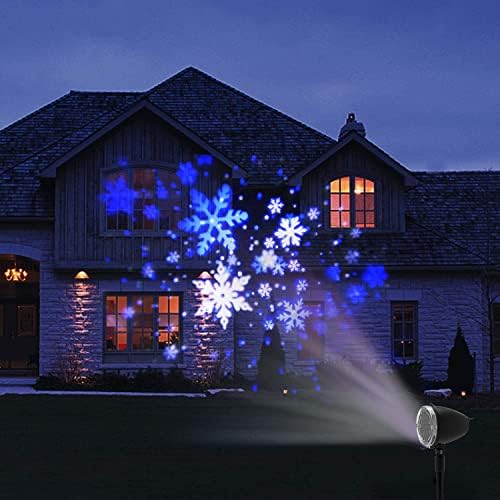 Божиќни светла за проектор за снежни врнежи, надграден динамичен празник снегулки светла проектор, IP65 водоотпорен бел снег предводени