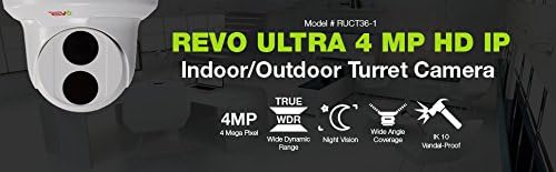 Revo America Ultra 16ch. Систем за безбедност на 4TB HDD 4K IP NVR - Фиксни леќи IP камери 12 X 4MP Аудио куршуми и 4 x 4MP камери за бедем - далечински пристап преку паметен телефон, таблет, ко