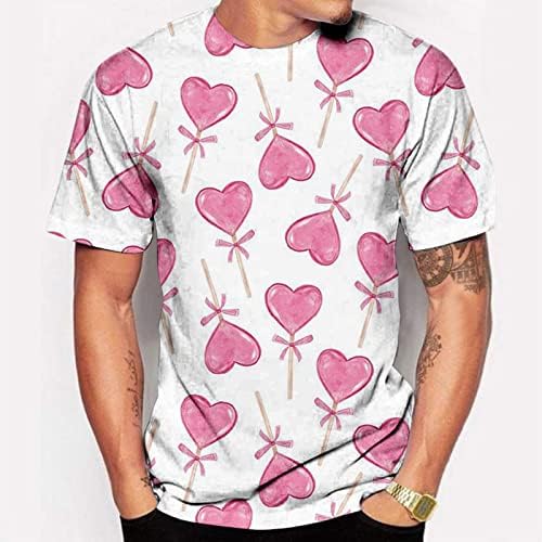 Маички за печатена кошула за маички за маж, удобни кратки ракави блуза, околу вратот на вратот, лабави модни маички врвови