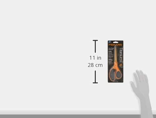 Fiskars 01-004244J Premier SoftGrip Титаниум директно возрасни ножици, 8 инчи, портокалова и 190520-1001 титаниум микро-врски лесни акциони ножици, 6 инчи, портокалова