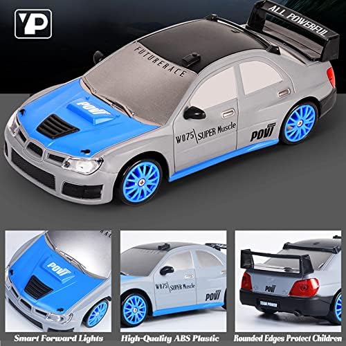 Јуан план далечински управувач автомобил, 1/24 2.4GHz 4WD RC Drift Car со голема брзина RC автомобили со ладни светла, батерија за полнење и дополнителни гуми за роденденски под