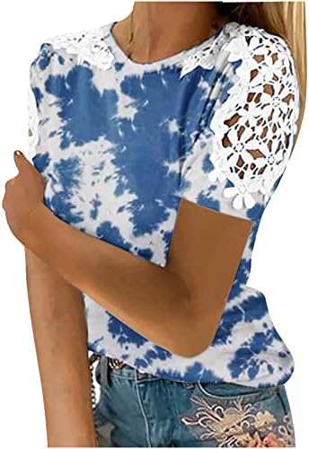 Летни врвови за жени ладни маици со ладно рамо Елегантна блуза со цвеќиња од цвеќиња Исечете чипка со кратки ракави Bluses кошула симпатични маички