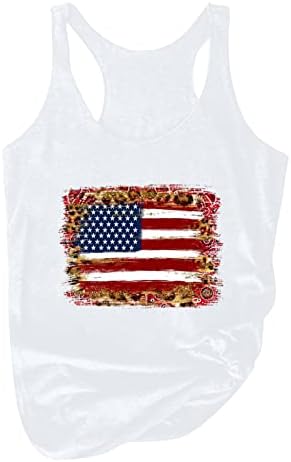 Women'sенски САД резервоарот го врвот американското знаме печатено резервоари за жени без ракави патриотски резервоари за кошула Денот на независноста подароци