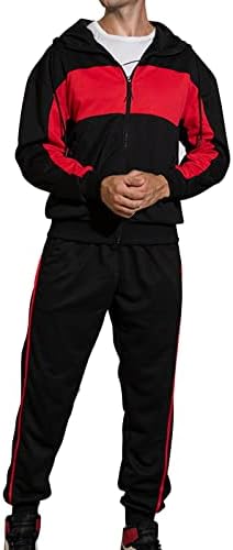 Менс мода Едноставно тенок вклопување со цврста боја џеб декорација кардиган со долг ракав со качулка Спортски костуми за мажи