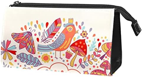 Тбуобт Торба За Шминка Патување Козметичка Торба Торбичка Чанта Чанта Со Патент, Среќен Роденден Цвет Птица Пеперутка
