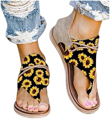 Xipcokm женски летен клип пети Флип Флопс Сончоглед од сандали со модни модни папучи од лизгање патент сандал чевли