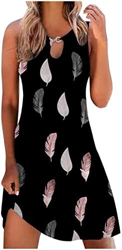 Boho фустан за жени 2023 лето цветно печатење без ракави миди фустан вратоврска боја висока половината обични жени