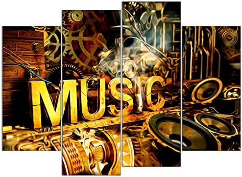 Вршена уметничка музика wallидна тема 4 панели уметнички дела метал рок диџеј плеер ретро панк пламен звучници снимање студио