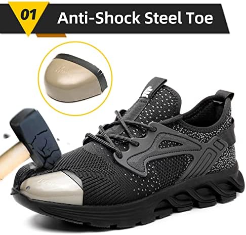 Челични чевли за пети за мажи неуништливи работни чевли челични патики за чевли што не се лизгаат безбедносни чевли, композитни