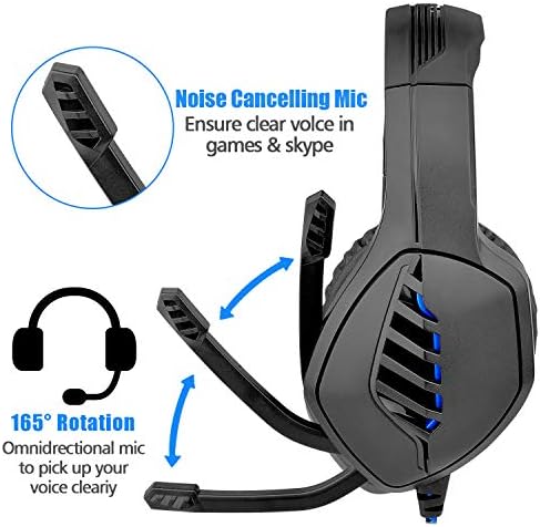 J1 Слушалки за Стерео Игри со 7.1 Опкружувачки Звук, ЗА PS4/PS5/КОМПЈУТЕР/Xbox One/КОНТРОЛЕР LED Светло Бас Опкружувачки Шум Откажување Преку Слушалки За Уши Mic