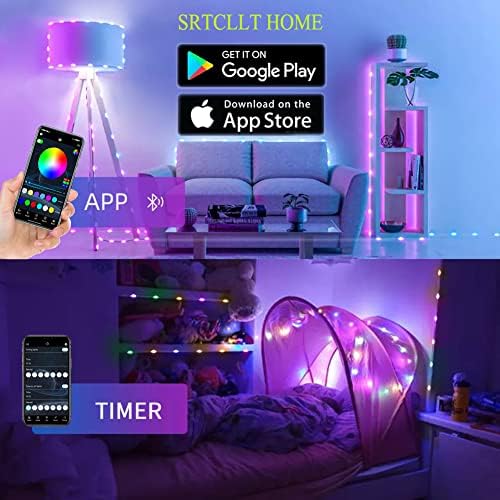 16.4ft RGB Fairy Lights за Божиќни украси, 50 LED USB String Lights Bluetooth App Control, 70 сцени, меморија и тајмер, синхронизирана музика, промена на бојата за спална соба во затворен простор на