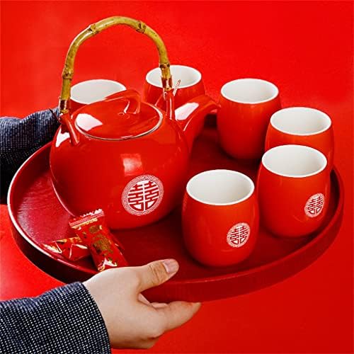 Керамички црвен свадба чајник порцелан кинески стил свадбениот чај сет порцелански чајник филтер
