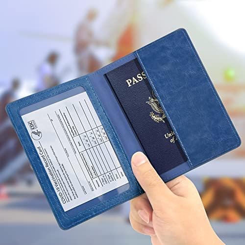 Носителот пасош И Вакцина Картичка Комбо-1 Пакет Кожа Стп Пасош Со Слот Вакцина Картичка, Пасош Покритие За Мажи Жени…
