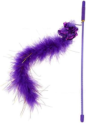 Minlia Cat Sparkly Feater Teaser Interactive Stick Hely Plush Teaser Teaser Teaser Wand String Toys For Cat Play Chase вежба