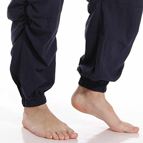 Памучни постелнини со памук за машка постелнина, панталони за еластична половината, панталони за јога за јогагер