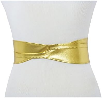 Мода 21 Women'sенска широка чипка, Faux Leather Self Tie Wrap Obi Weaist Belt