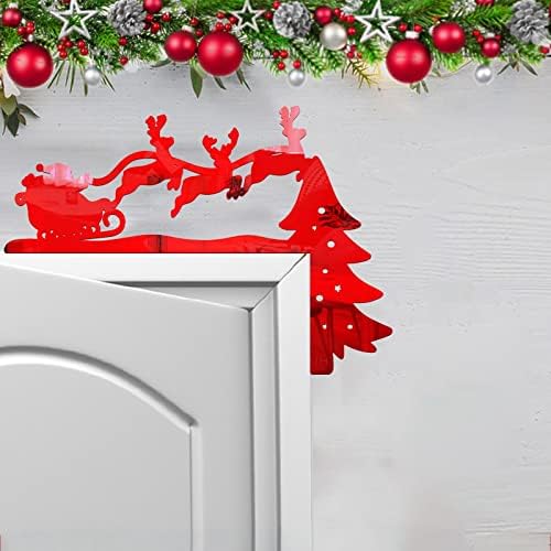 MokingTop Божиќна врата рамка знак Декорација Елкс Санта снегулки Акрилно огледало налепница Дома прекинувачи Декоративни wallидни аголни