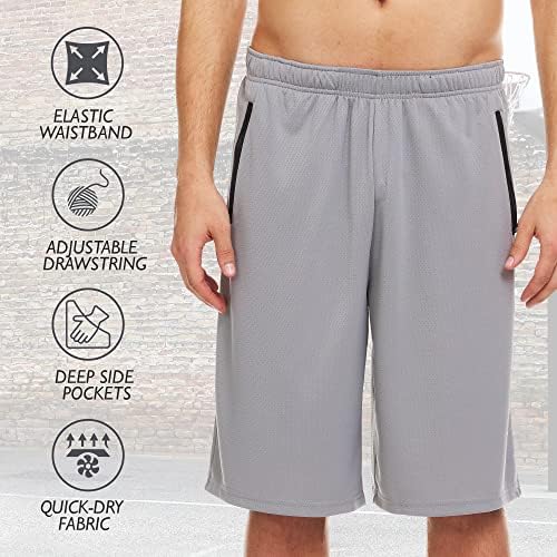 Атлетски шорцеви за мажи - 4 пакувања за активна облека за мажи Активна облека Брзи суви кошаркарски шорцеви - тренингот, салата, трчање