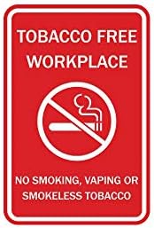 Знаци на Bylita Portreate Round Round Tobacco Free работно место Нема пушење, испарување или знак за чад од тутун - мал