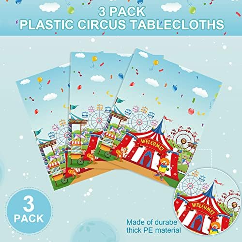 3 Парчиња Циркуски Чаршафи Пластична Покривка За Карневалска Маса За Правоаголни Маси Карневалска Тема Украси За Забави За Забави