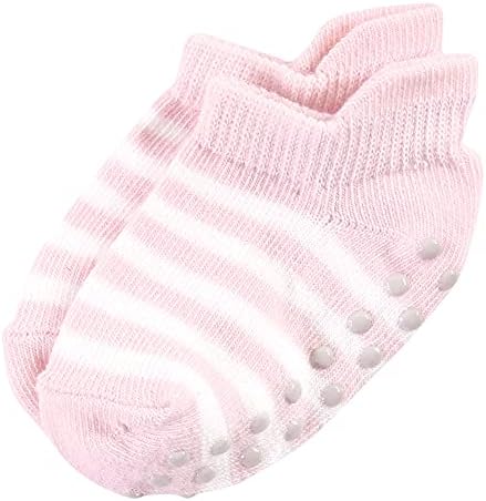 Допрени од природата бебешки органски памучни чорапи со не-лизгач за отпорност на есен, розова црна боја, 2-4T