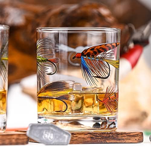 Гринлајн стока - стакло за риболов со летање за рибар и на отворено - летање мами со теми од 10 мл виски за пиење стакло од 2