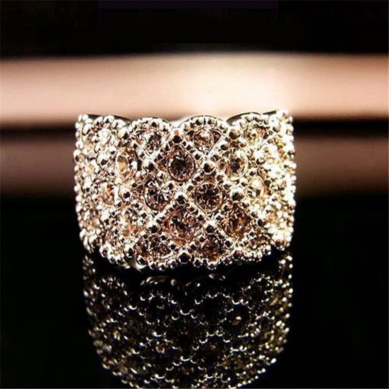 Колезо моден уникатен стил кристално злато и сребро позлатен широк и див забавен венчален прстен за жени-40317