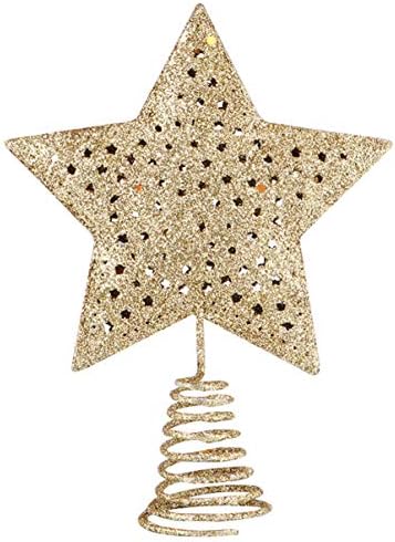 Бестојард Ѕвезда Декор Елка Топер 3Д Сјај Шуплива Ѕвезда Дрво За Новогодишна Елка Украси Божиќна Елка Виси Орнаменти Празнични