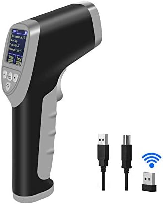 1D/2D/QR Bluetooth безжичен рачен скенер за баркод и 2.4GHz и USB жичен код за скенирање на Symcode плус мерење на температурата Комбо