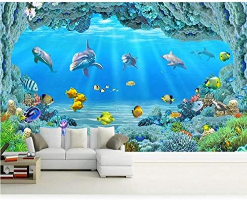 Clhsy Водоотпорен И Отстранлив Обичај Hd Голем Подводен Свет Корална Дупка 3D Дневна Соба Тв Позадина Ѕид Аквариум Позадина-450X300Cm