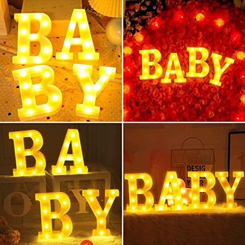 Zuovaov LED светло писмо бебе сиг, предводена лого за кутии за бебиња, домашна спална соба, расадник соба, декорација на wallидови на маса,