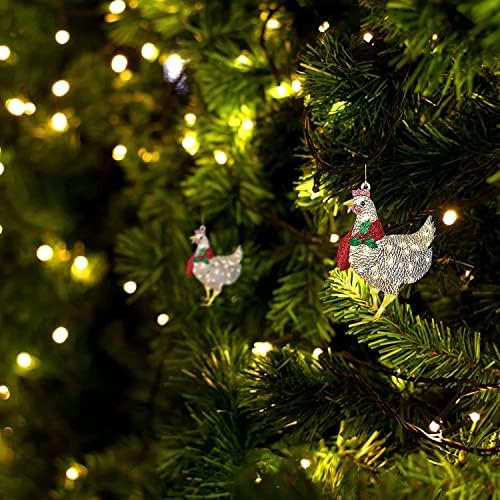 2д рамен пилешко со украси за украси за Божиќ, 2021 Декорација на новогодишна елка Нова Божиќна украс Креативни подароци за семејство